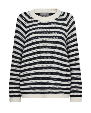 Mos Mosh Daya Salute Navy Stripe Crew Knit