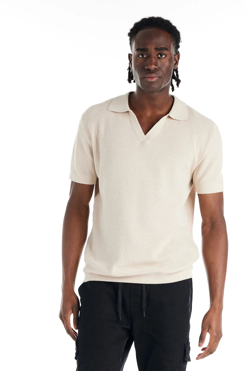 nANA jUDY Mens St Tropez Short Sleeve Knit Shirt - Bone