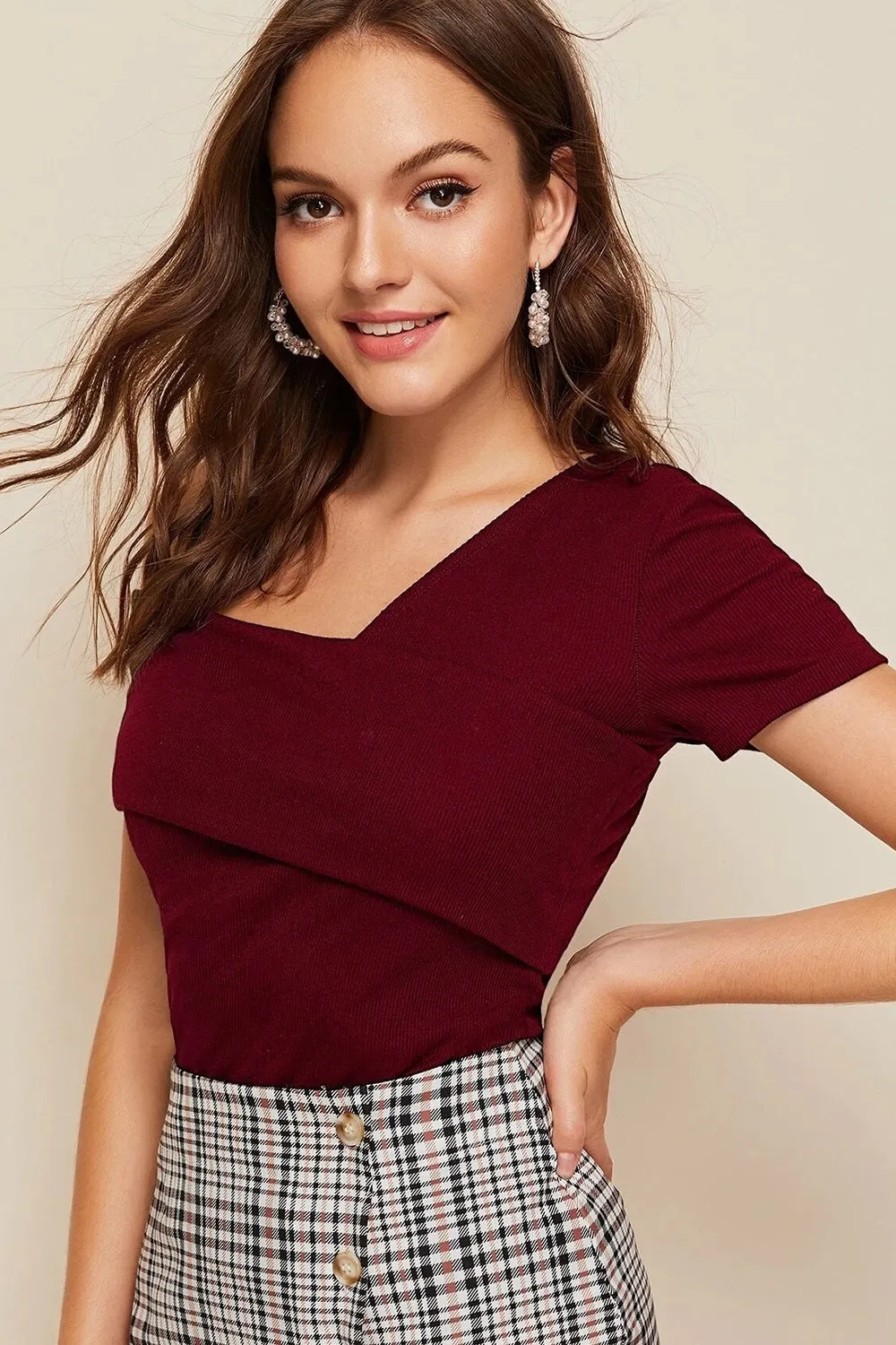 One Shoulder Short Sleeve Top