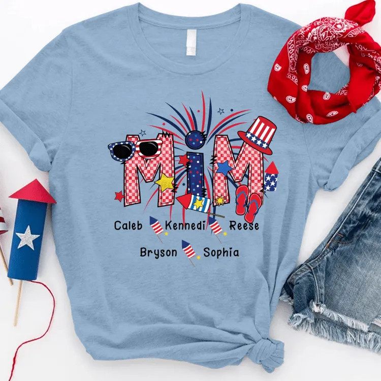 Personalized 4th of July Grandma Shirt, Patriotic Doodle Nana Shirt, Mimi Shirt for Grandma