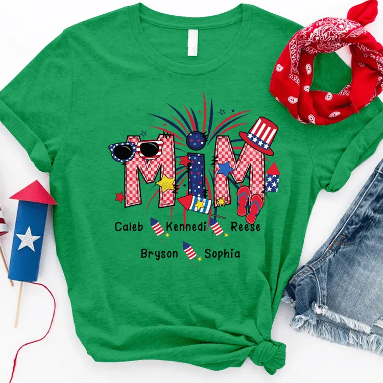 Personalized 4th of July Grandma Shirt, Patriotic Doodle Nana Shirt, Mimi Shirt for Grandma