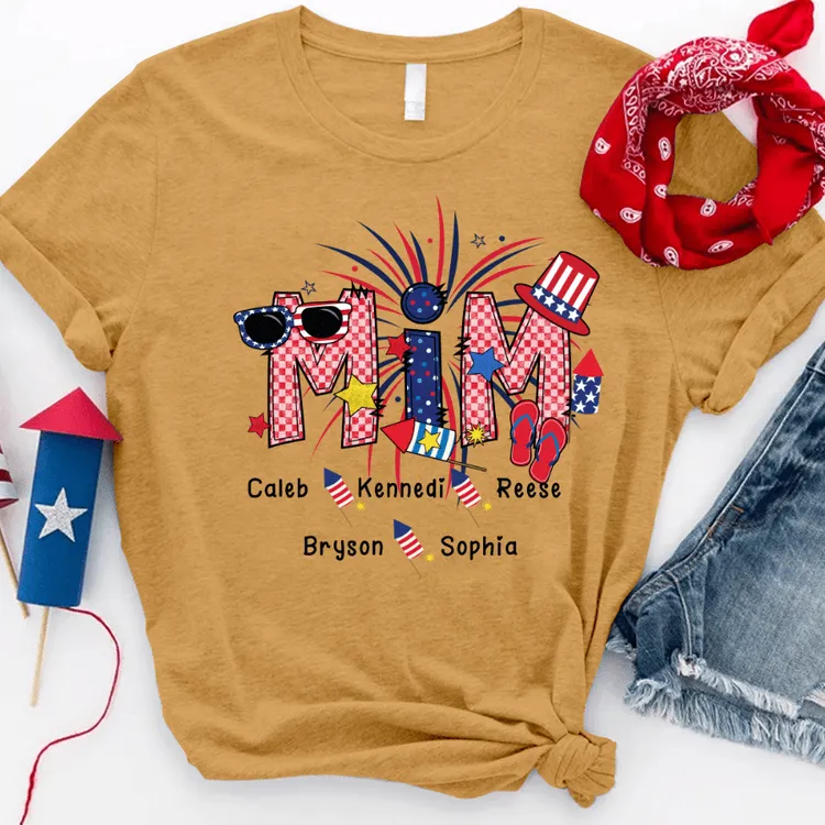 Personalized 4th of July Grandma Shirt, Patriotic Doodle Nana Shirt, Mimi Shirt for Grandma