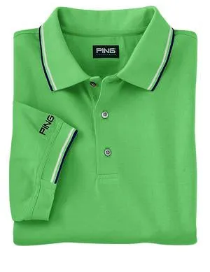 PING COLLECTION - Jersey Knit Sport Shirt with Tipped Trim.  P280