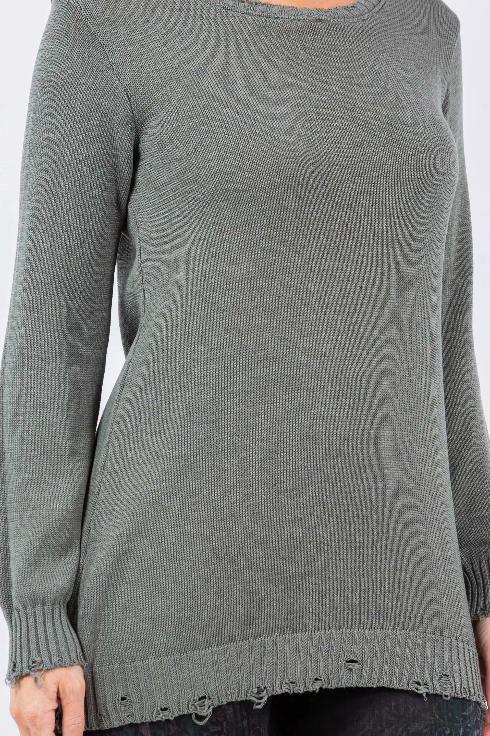 Ragged Cuff Knit Sweater Tunic