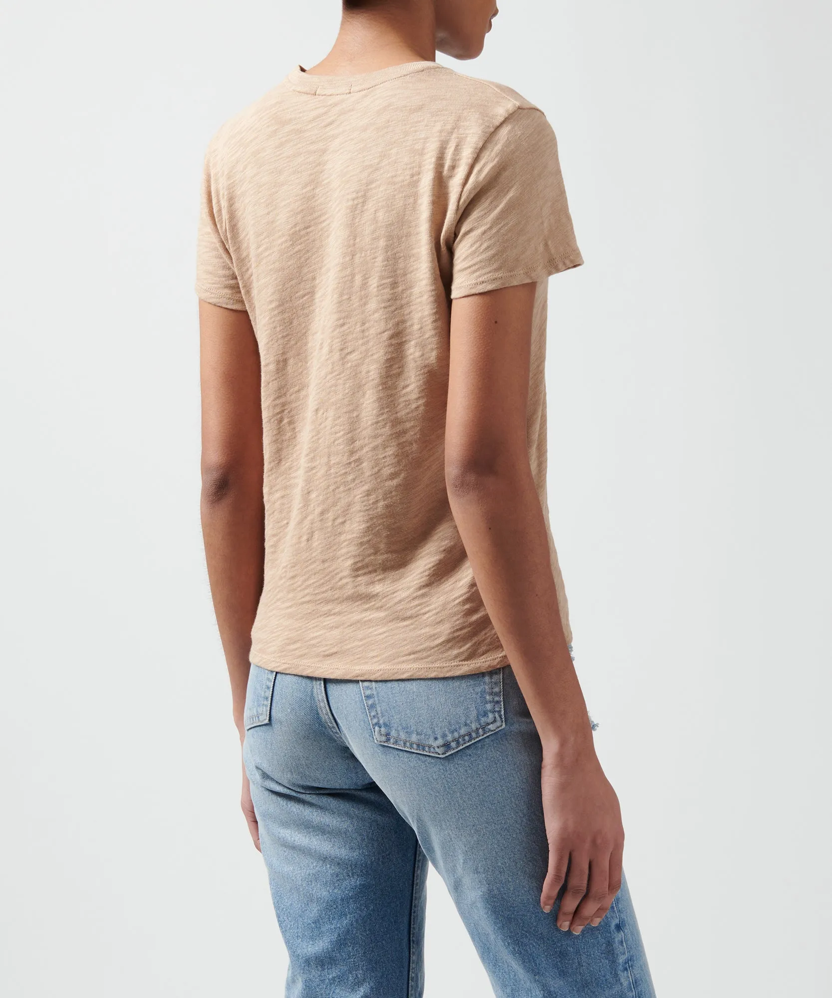 Slub Jersey Schoolboy Crew Neck Tee - Camel