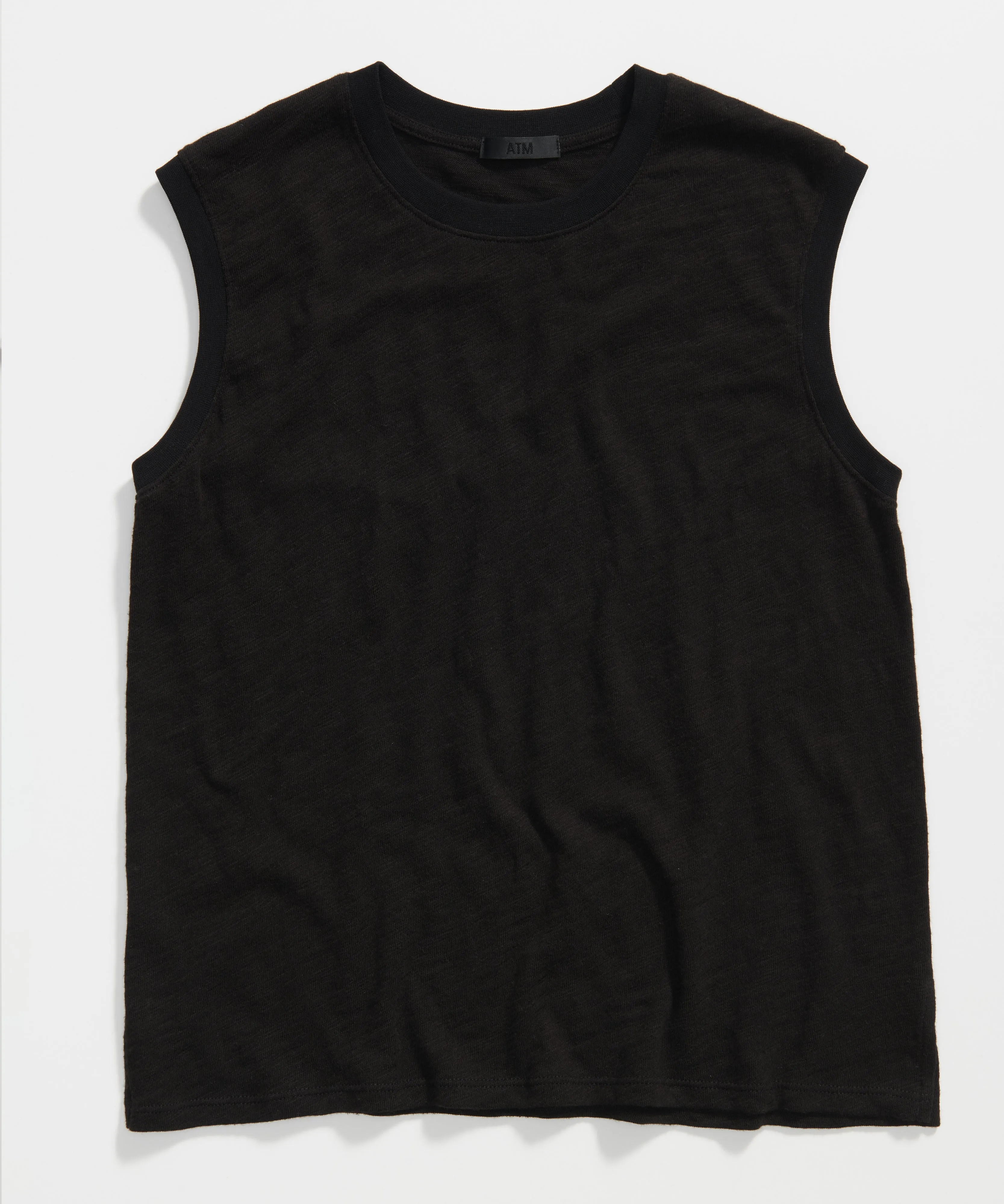 Slub Jersey Sleeveless Schoolboy Tee - Black