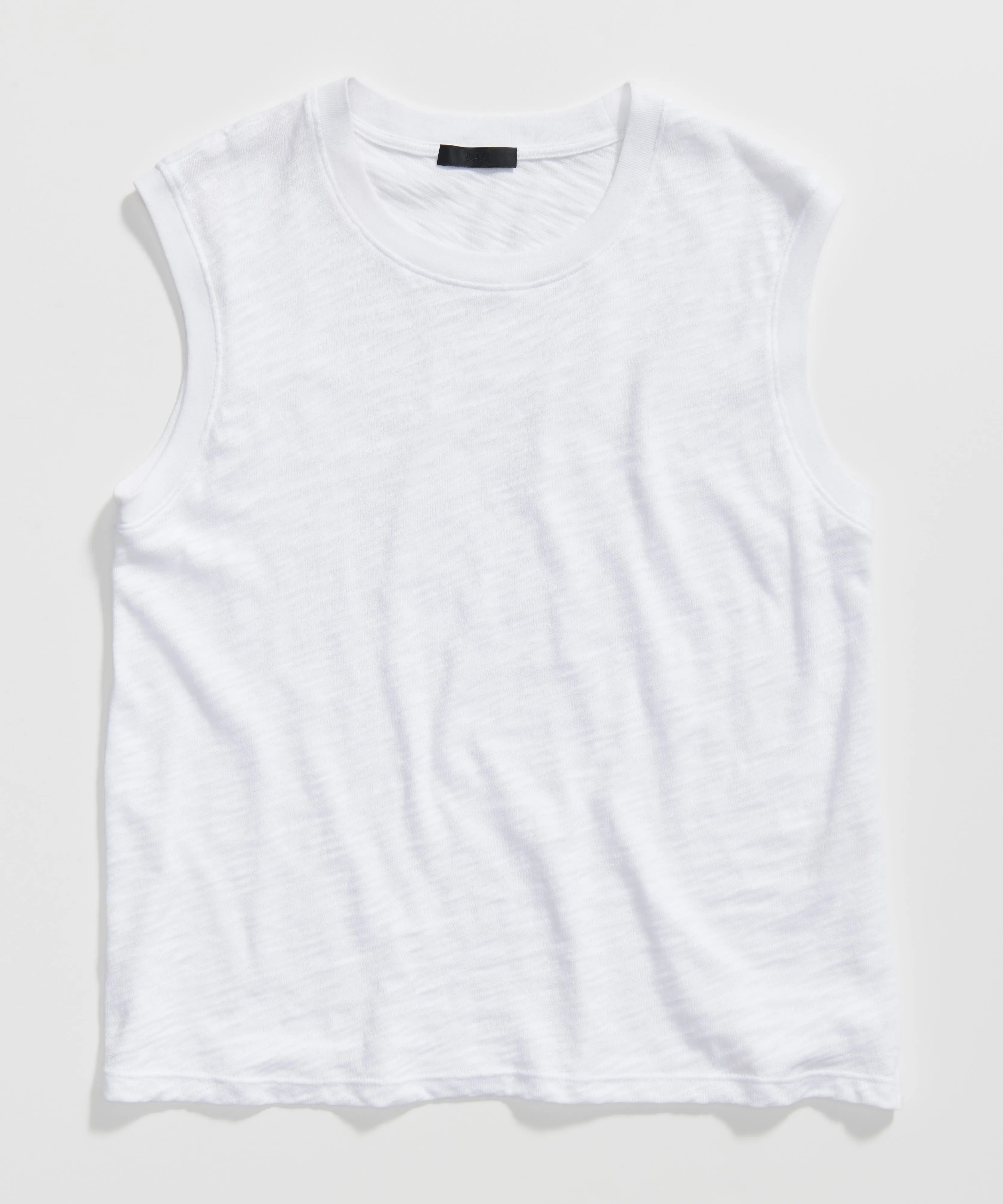 Slub Jersey Sleeveless Schoolboy Tee - White