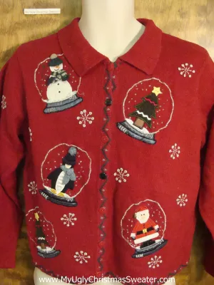 Snowglobe Snowmen Tacky Christmas Sweater