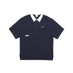 Students Golf Dwight Zip Polo - NAVY