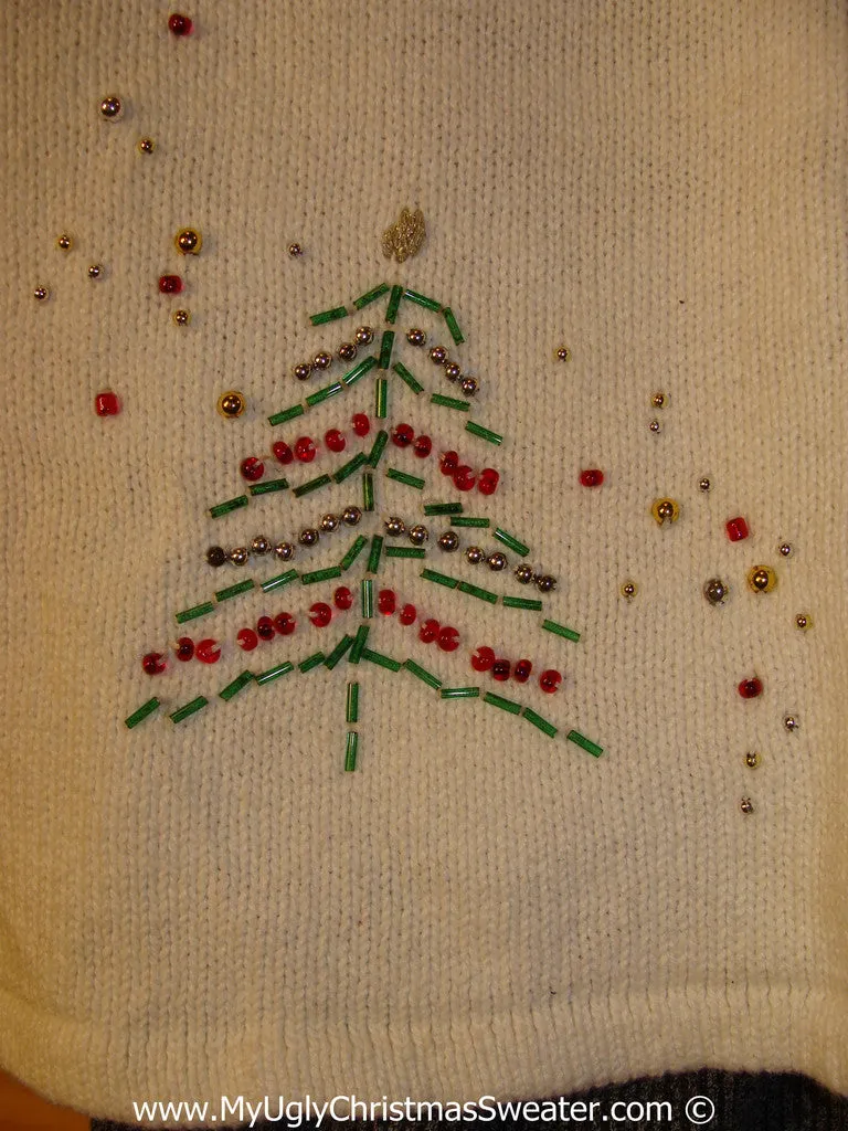 Tacky Cheesy Holiday Sweater with Bead Bling Trees (f1132)