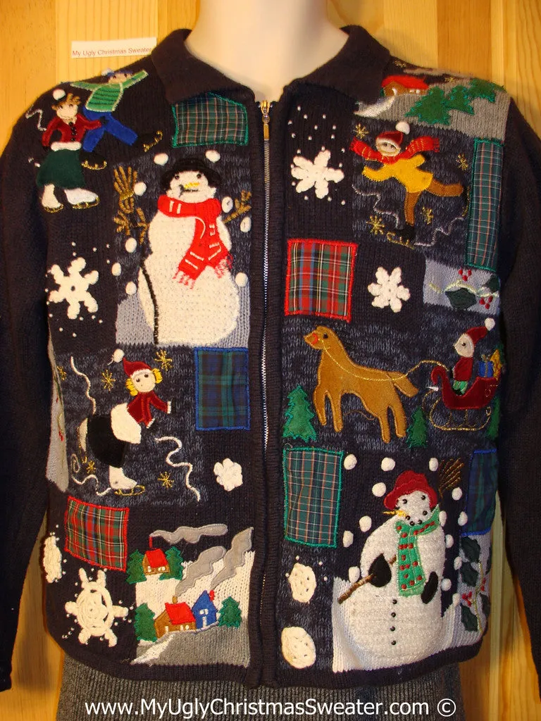 Tacky Christmas Sweater Busy Plaid Patchwork Designs  (f1236)