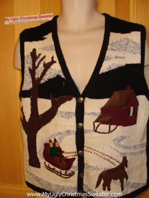 Tacky Ugly Christmas Sweater Vest Horse (f29)