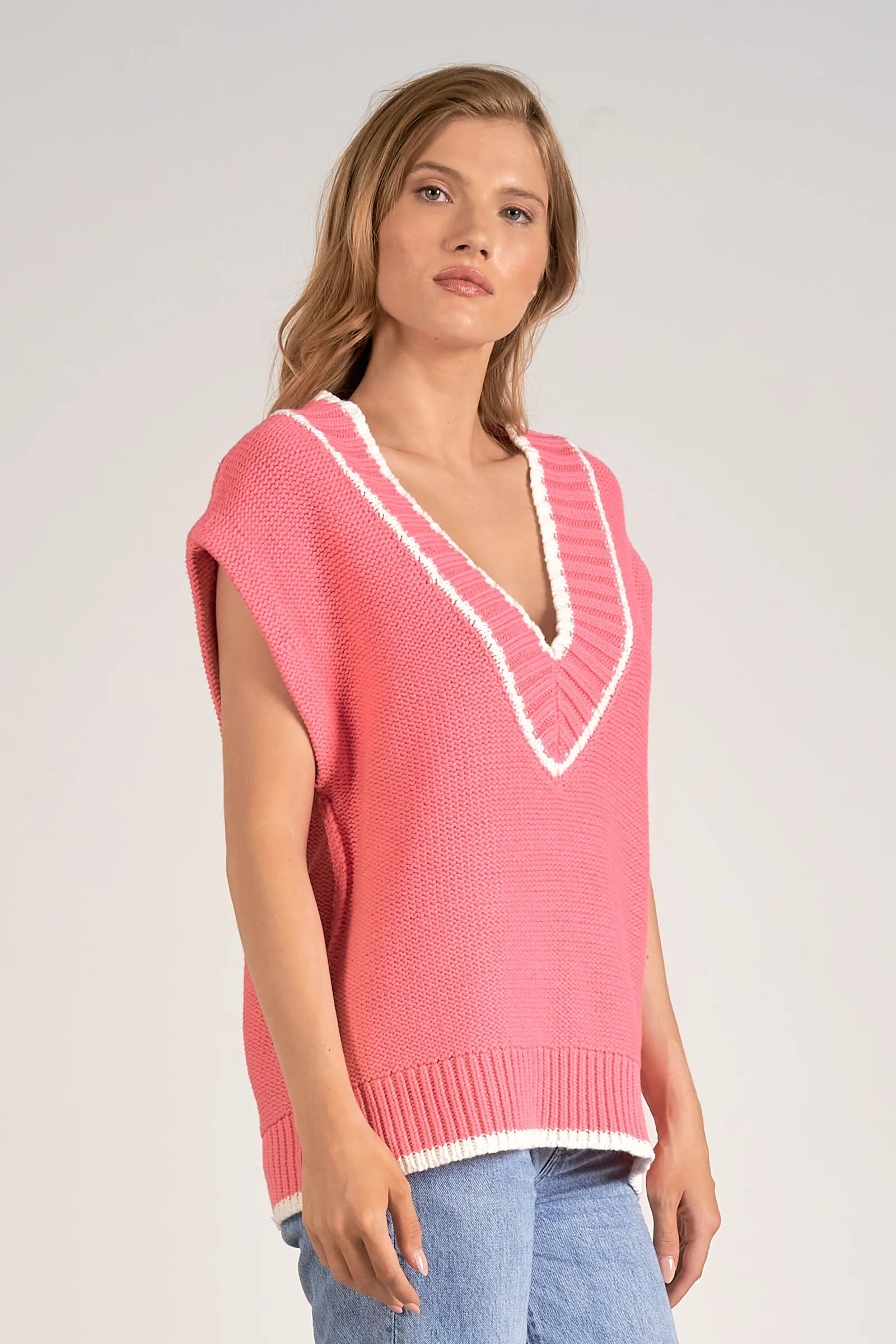 The Bella Contrast Trim Sweater Vest