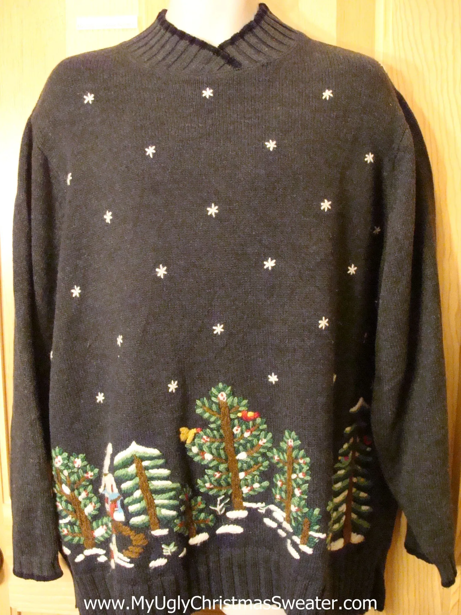 Ugly Christmas Sweater Pullover with Forest of Trees