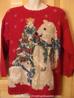 Ugly Christmas Sweater with Bears and Tree