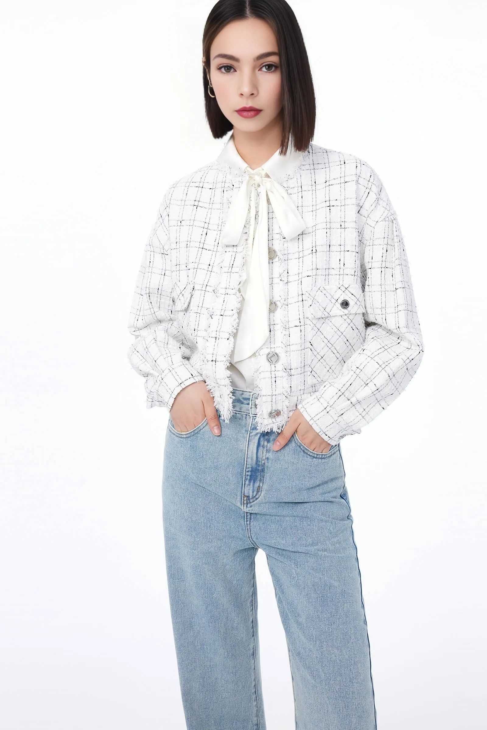 Vintage Plaid Short-Length Jacket