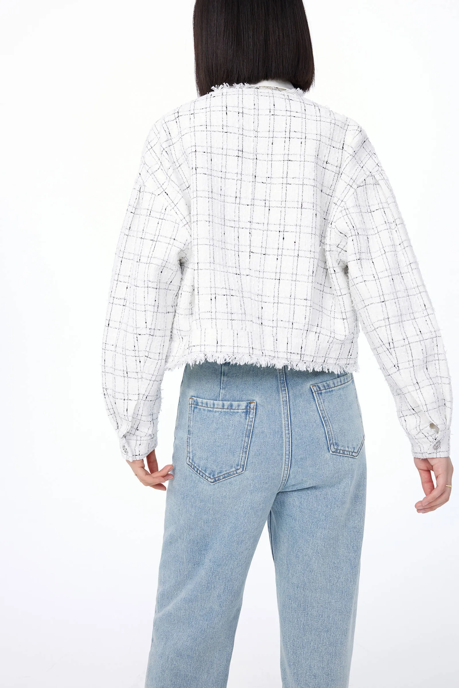 Vintage Plaid Short-Length Jacket