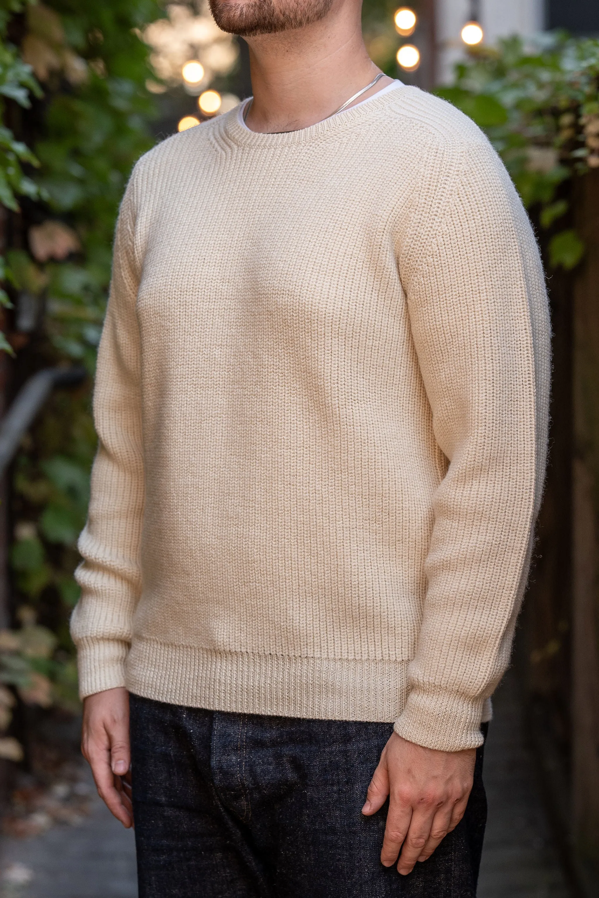 Wythe Highland Shakerknit Crewneck Sweater - Cream