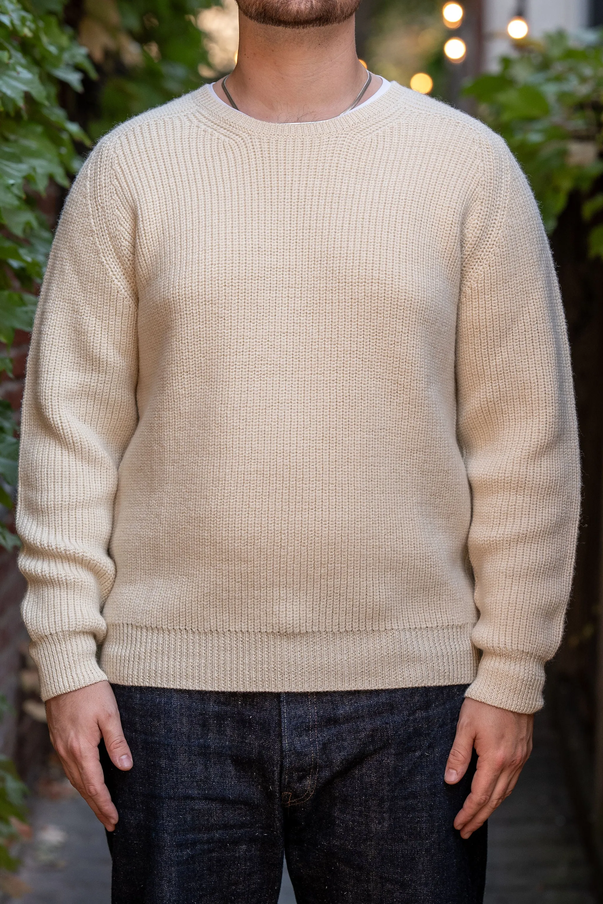 Wythe Highland Shakerknit Crewneck Sweater - Cream