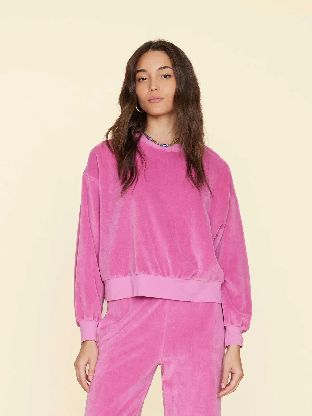 Xix6wlv001 Pink Velour Sweatshirt