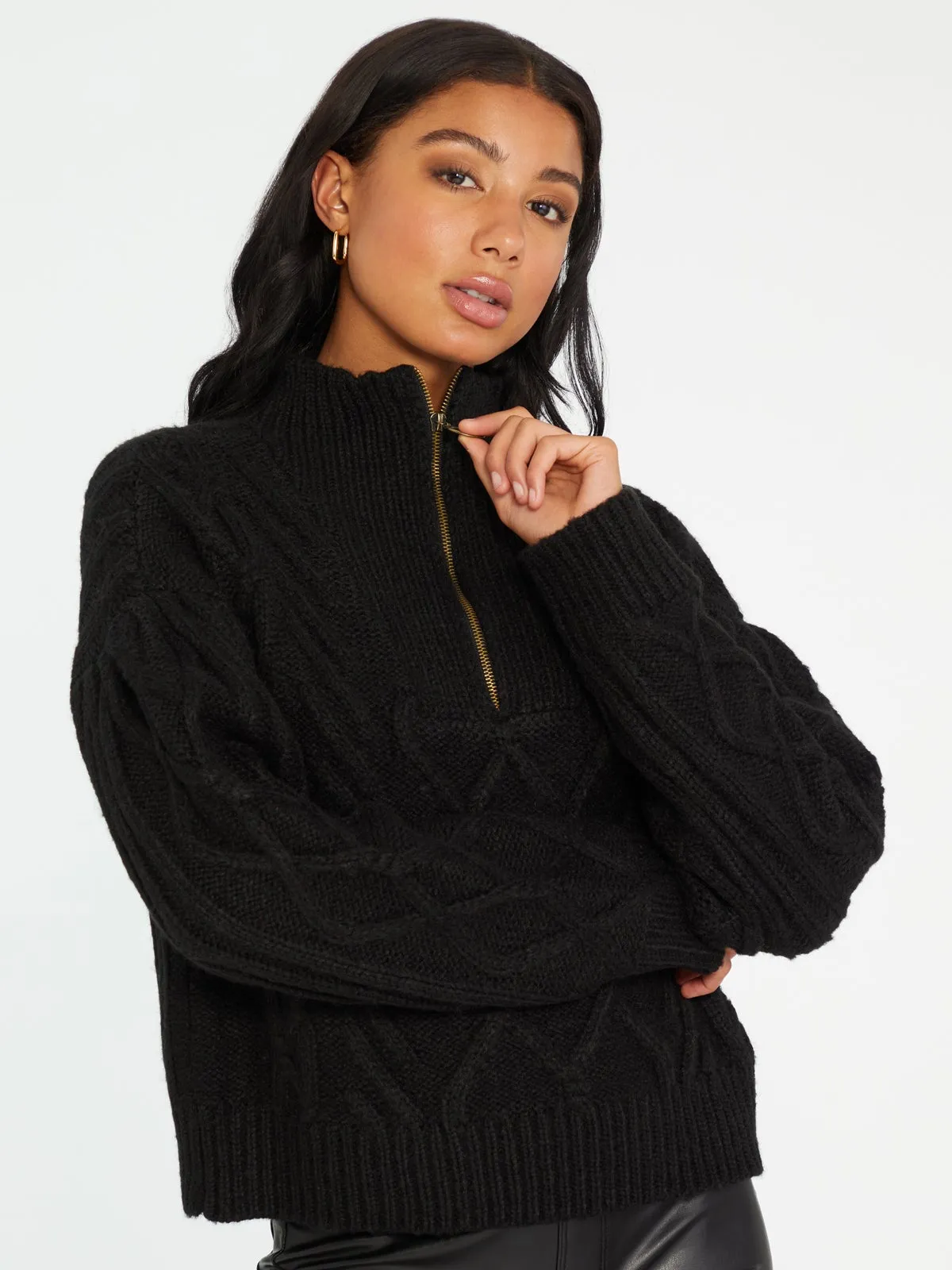 Zip Up Cable Sweater